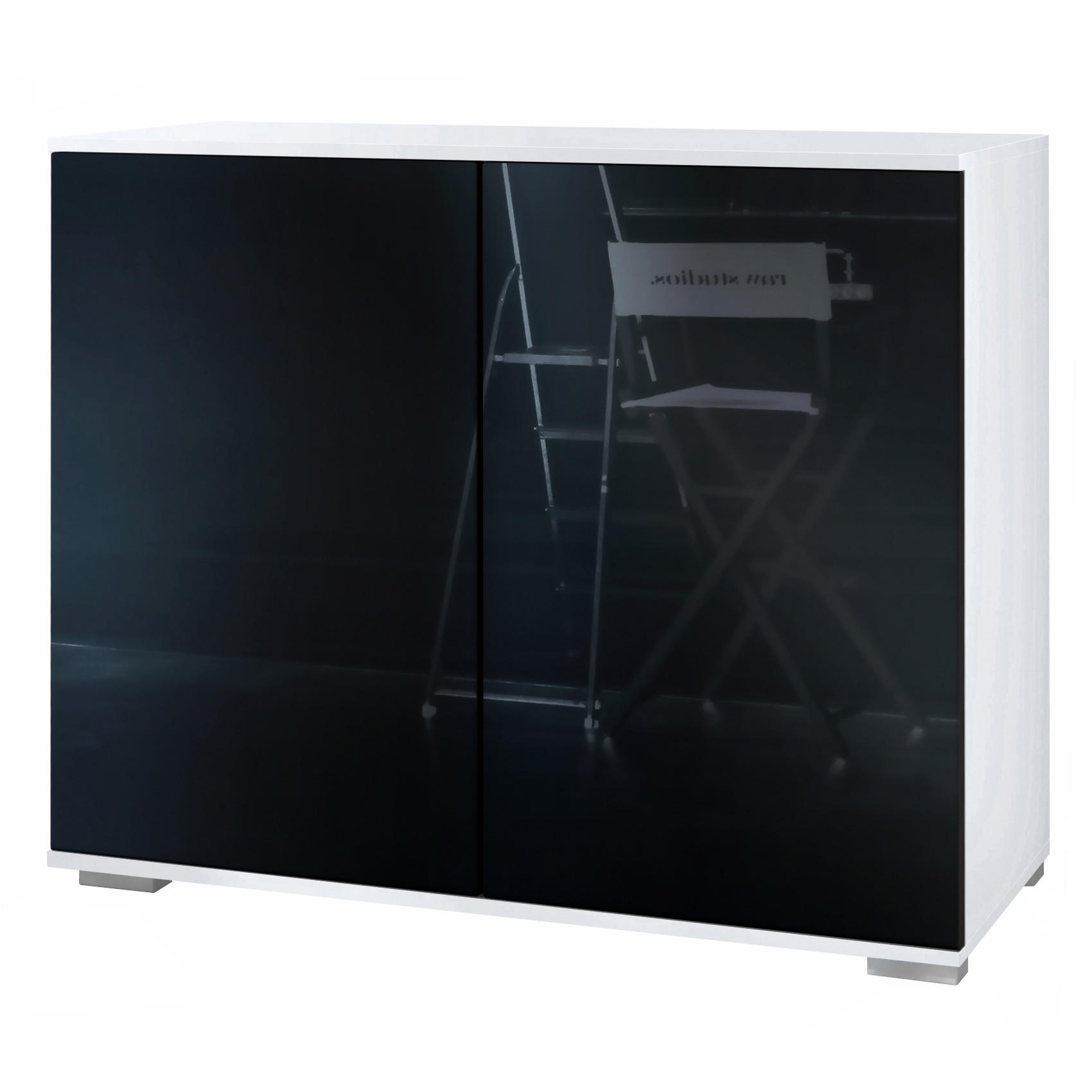 Vladon Kommode Schwarz Hochglanz 92.5x75.5x35 cm