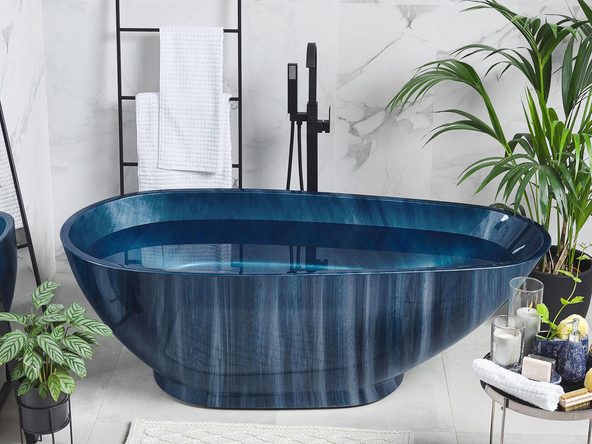 BADEWANNE FREISTEHEND 80x170x58 cm blau Rioja - Blau, Kunststoff (80/58/170cm) - Beliani
