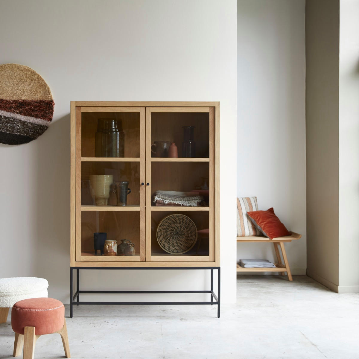 VITRINENSCHRANK Babeth Natur aus Eiche - Naturfarben, Holz (120/173/45cm) - Tikamoon