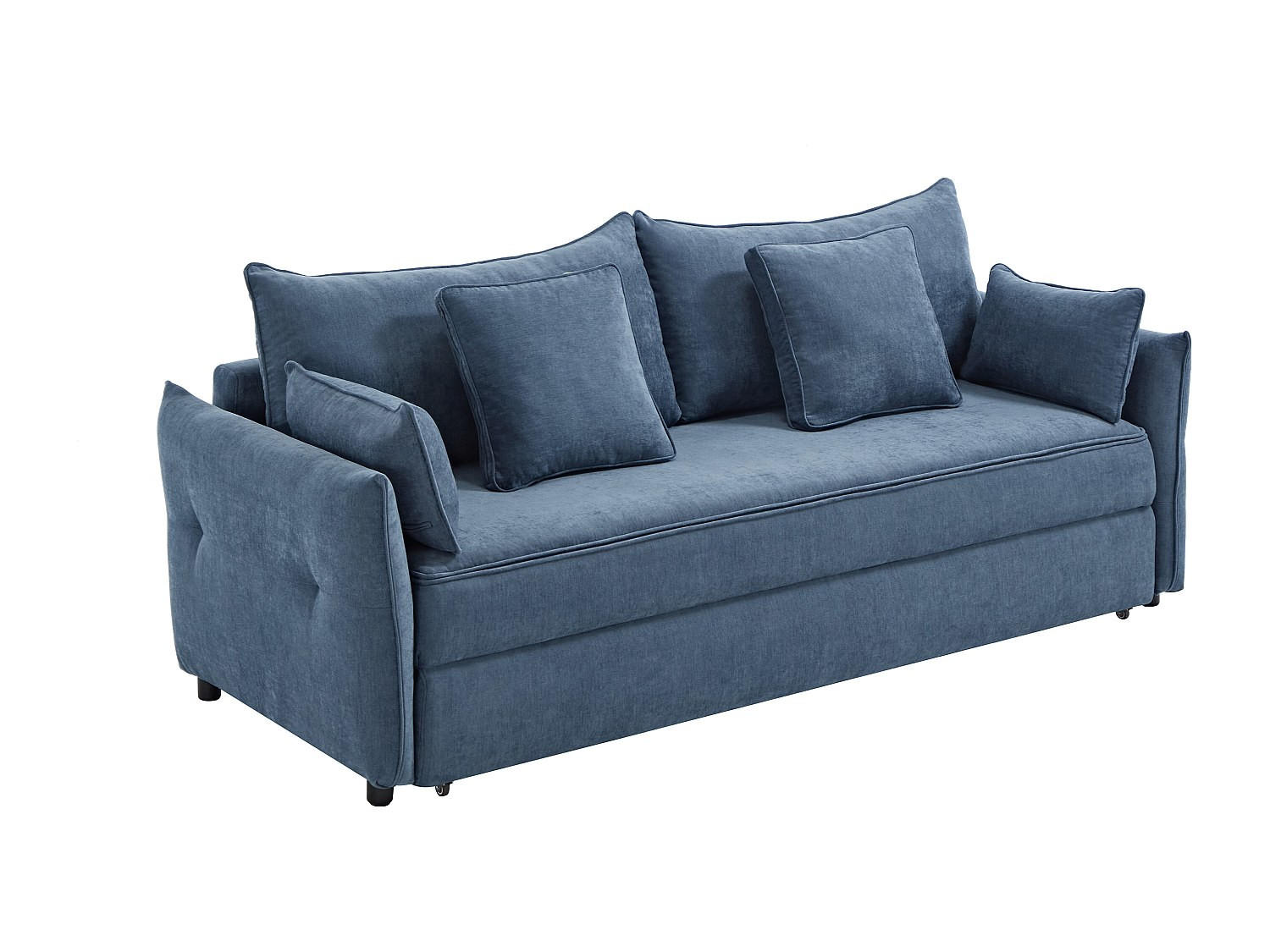 3-SITZER-SCHLAFSOFA aus blauem Stoff mit Memory-Schaum-Sitz SITALA - Blau, Textil (220/92/87cm) - Vente-Unique