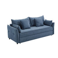 3-SITZER-SCHLAFSOFA aus blauem Stoff mit Memory-Schaum-Sitz SITALA - Blau, Textil (220/92/87cm) - Vente-Unique