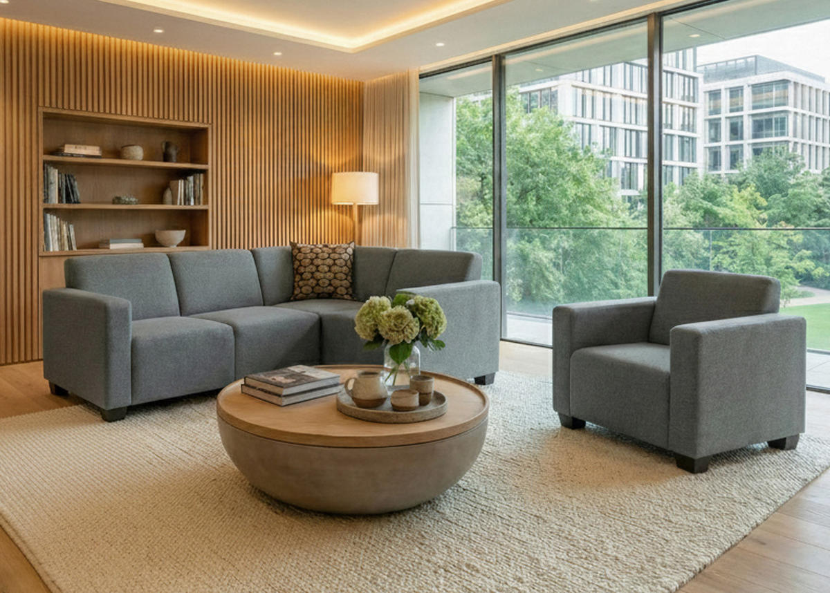 SOFA-SYSTEM Grau - Grau, Textil (214/76/142cm) - MCW