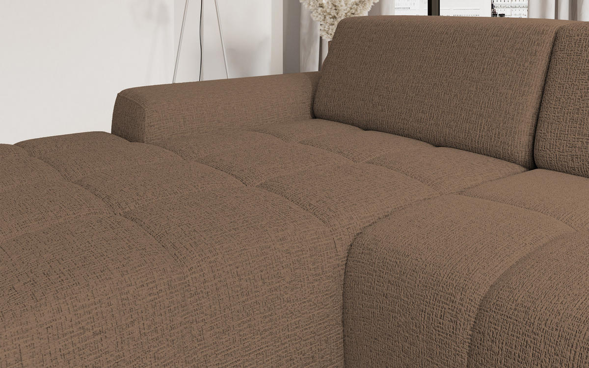 ECKSOFA Savio Freistehend, Mit Abriebfestem Kansas-Stoff, Maße 265x172x81cm, Ausziehbare Sitzfläche 206x92cm, Linke, Cappucino - Cappuccino, Holz/Textil (172/265cm) - DomoHome