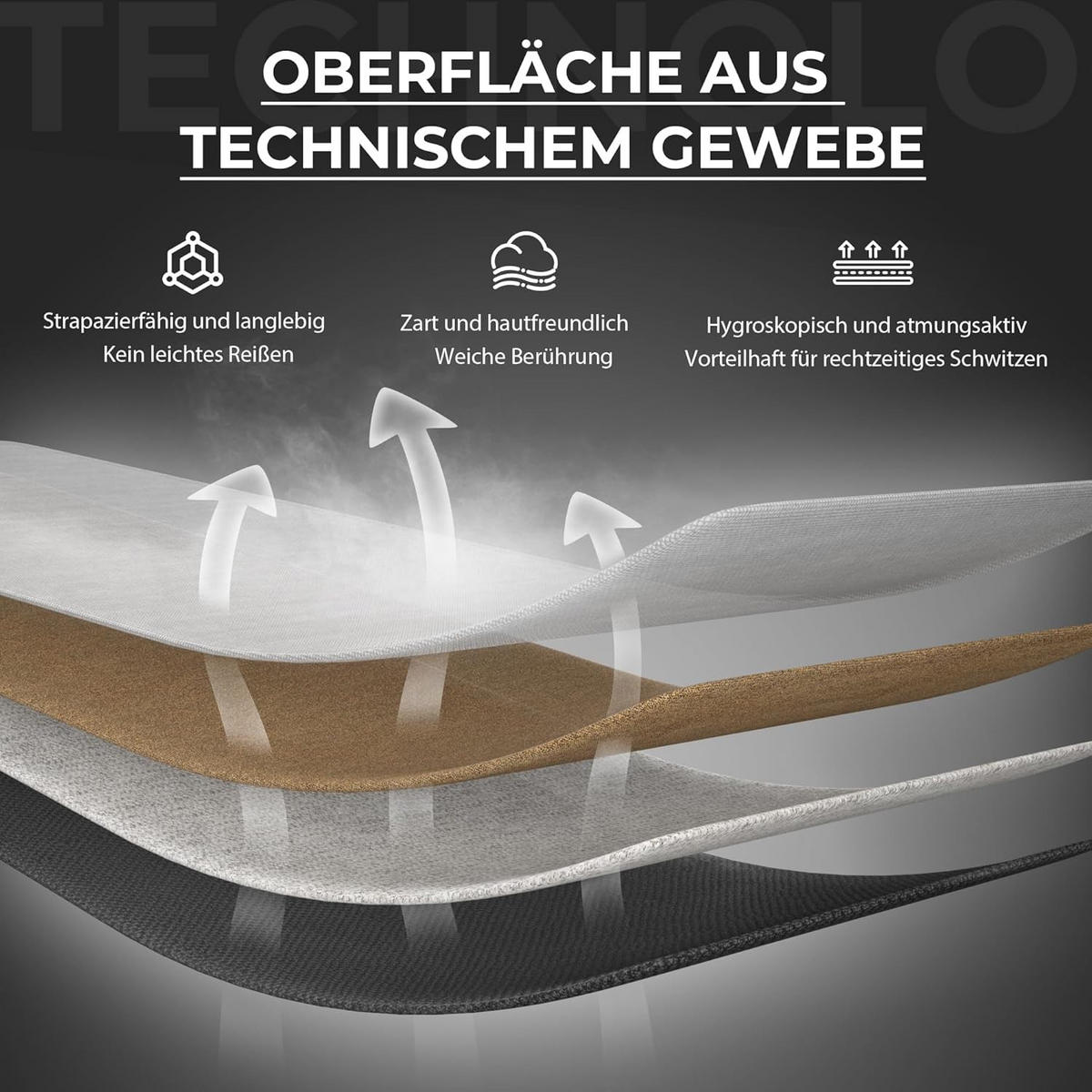 GAMING Stuhl Stoff & Taschenfederkissen PC Bürostuhl & Fußstützen - Schwarz, Textil (70/130/60cm)