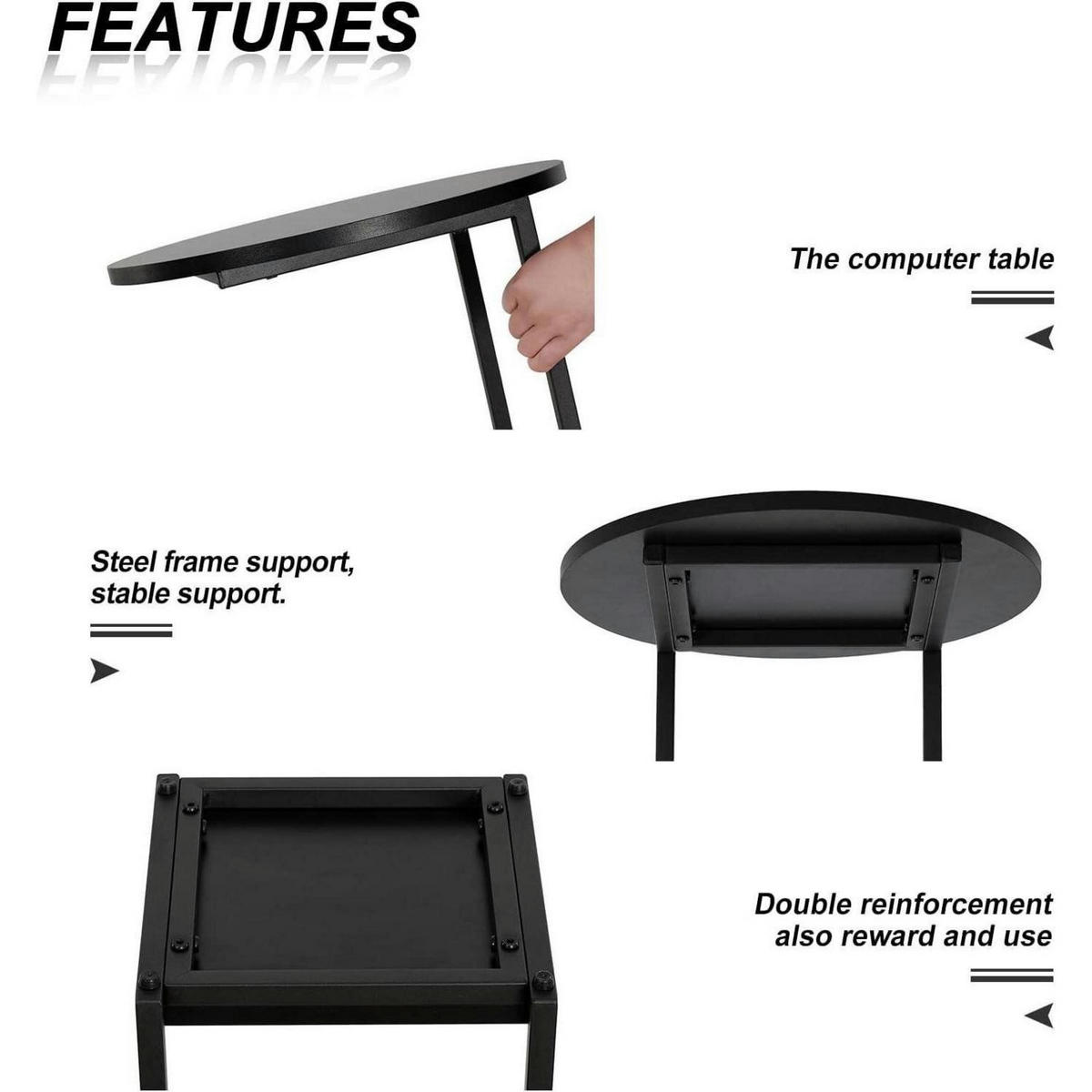 BEISTELLTISCH C-Form 2er Set Schwarz 40 x 40 x 60 cm - Schwarz, Metall (40/40/60cm)