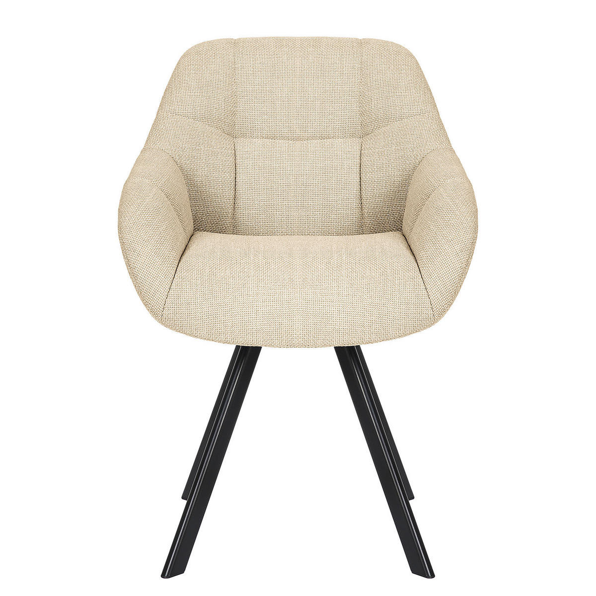 POLSTERSTUHL - Leinen / Eisen, 2er-Set - Creme/Schwarz, Metall (57/83/65cm) - home24