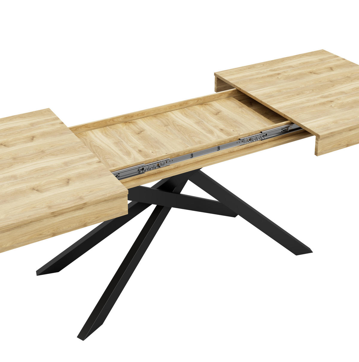 ESSTISCH ausziehbar 140-180 cm MDF Eichefarben - Braun, Metall (180/80/76cm) - Meubliv