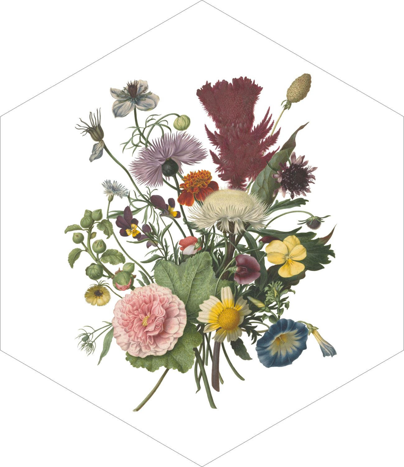 WANDTATTOO Blumenstrauß 70 x 81 cm - Multicolor, Papier (70/81/81cm) - ESTAhome