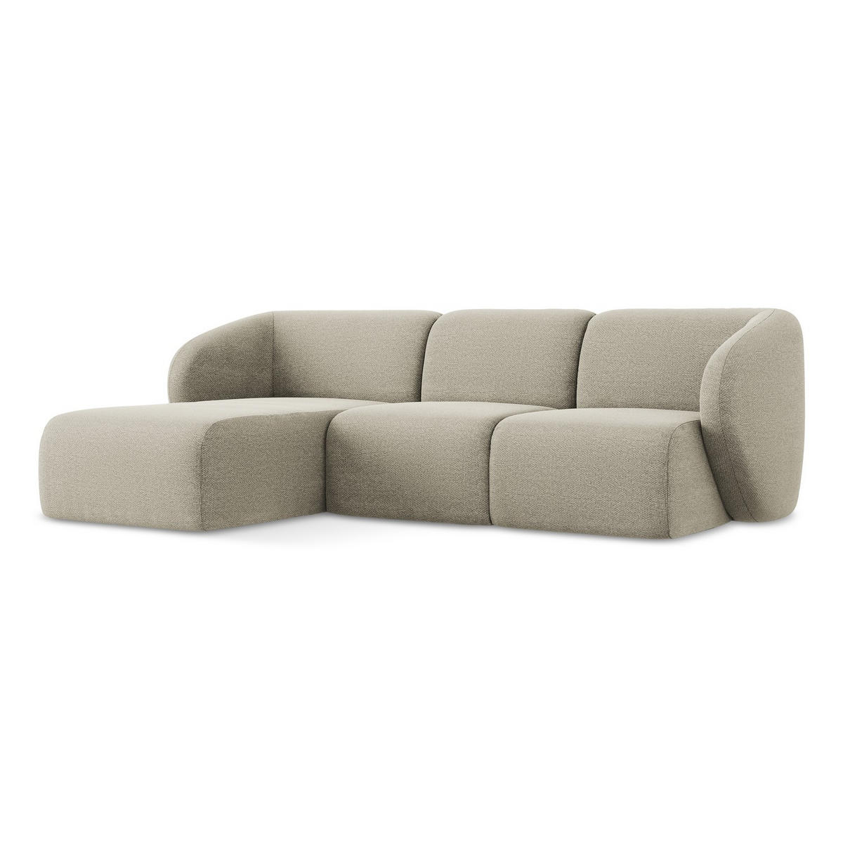 ECKSOFA Links Bouclé Stoff Grau - Taupe/Schwarz, Holzwerkstoff/Kunststoff (248/166cm) - LaMiaSofa