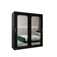 SCHWEBETÜRENSCHRANK 200/180/62 2-türig - Silberfarben/Schwarz, Holz/Kunststoff (180/200/62cm) - MÖBEL KRYSPOL