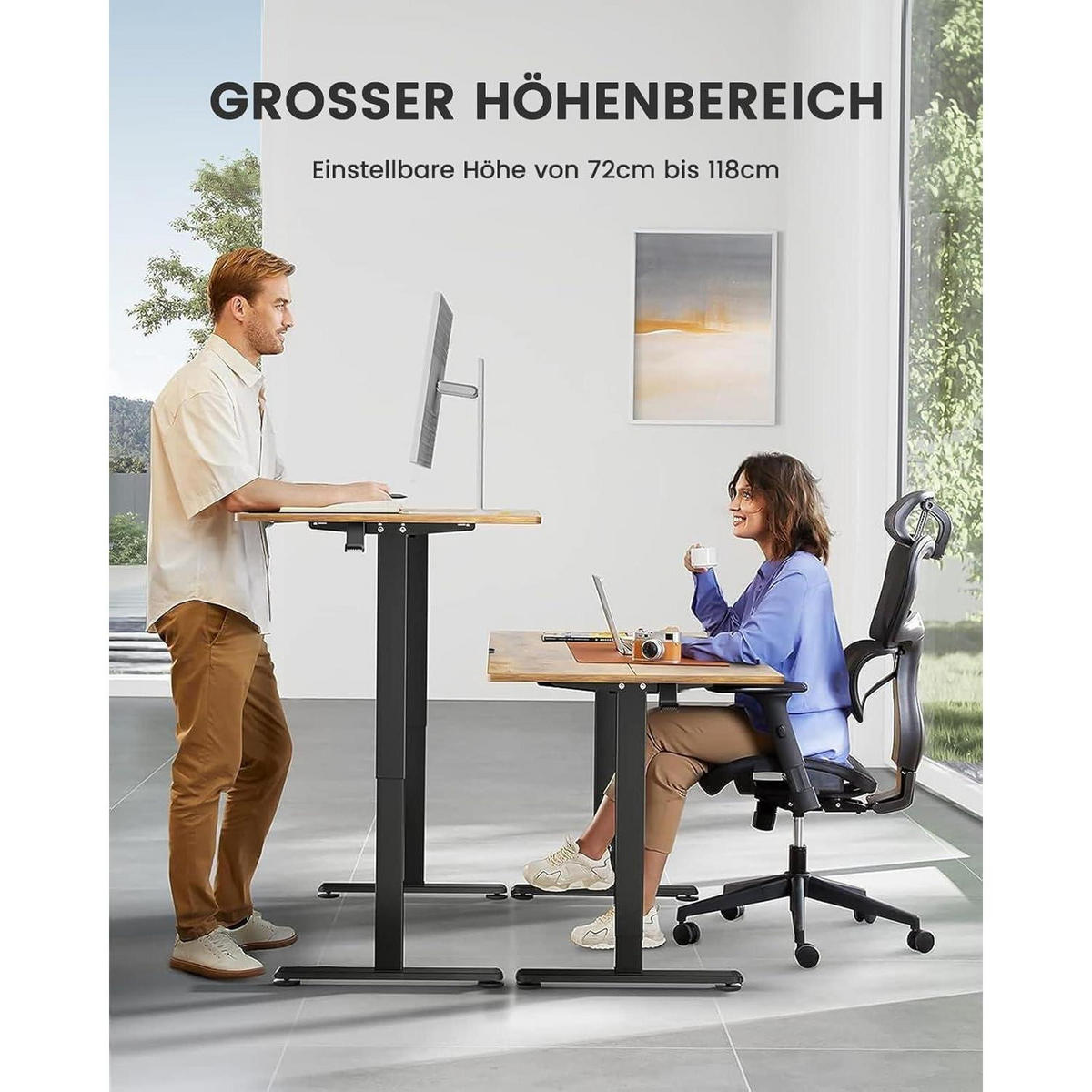 SCHREIBTISCH Höhenverstellbar 100 x 60 cm Vintage Holzoptik - Braun, Holzwerkstoff (100/60/72cm)