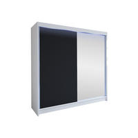 SCHWEBETÜRENSCHRANK Talin I, mit RGB LED Beleuchtung - Silberfarben/Multicolor, Holzwerkstoff/Metall (180/215/58cm) - MIRJAN24