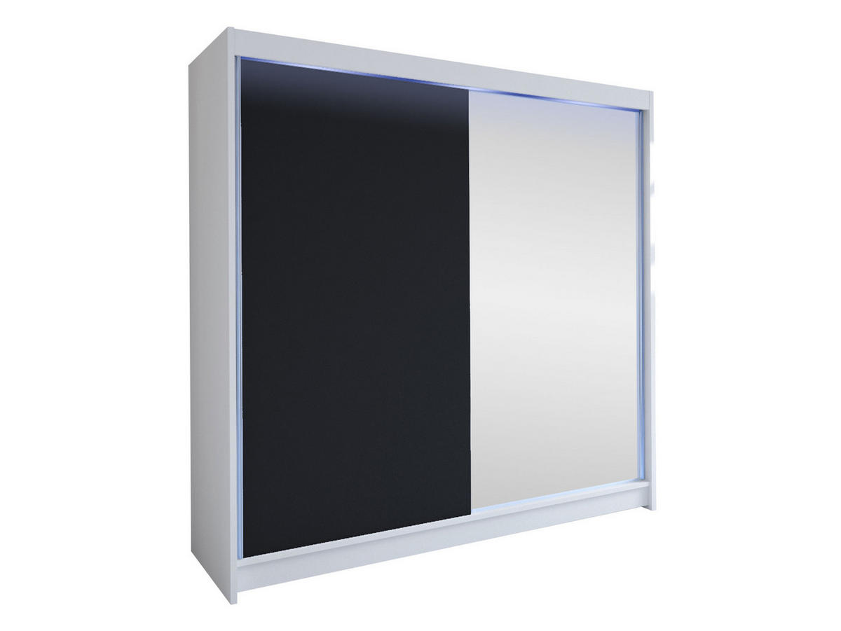 SCHWEBETÜRENSCHRANK Talin I, mit RGB LED Beleuchtung - Silberfarben/Multicolor, Holzwerkstoff/Metall (180/215/58cm) - MIRJAN24