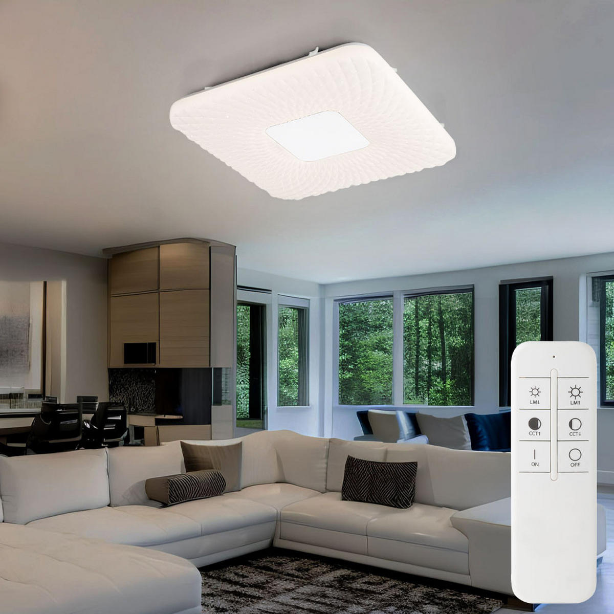 LED DECKENLEUCHTE FINDUS Weiß Metall - Weiß, Metall (43/43/4.6cm) - Globo Lighting