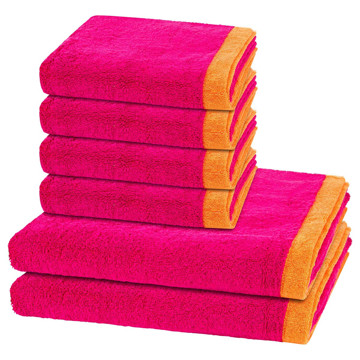 FROTTIERSET Lifestyle Splash 6-teilig - Pink, Textil (50/100cm) - Cawö