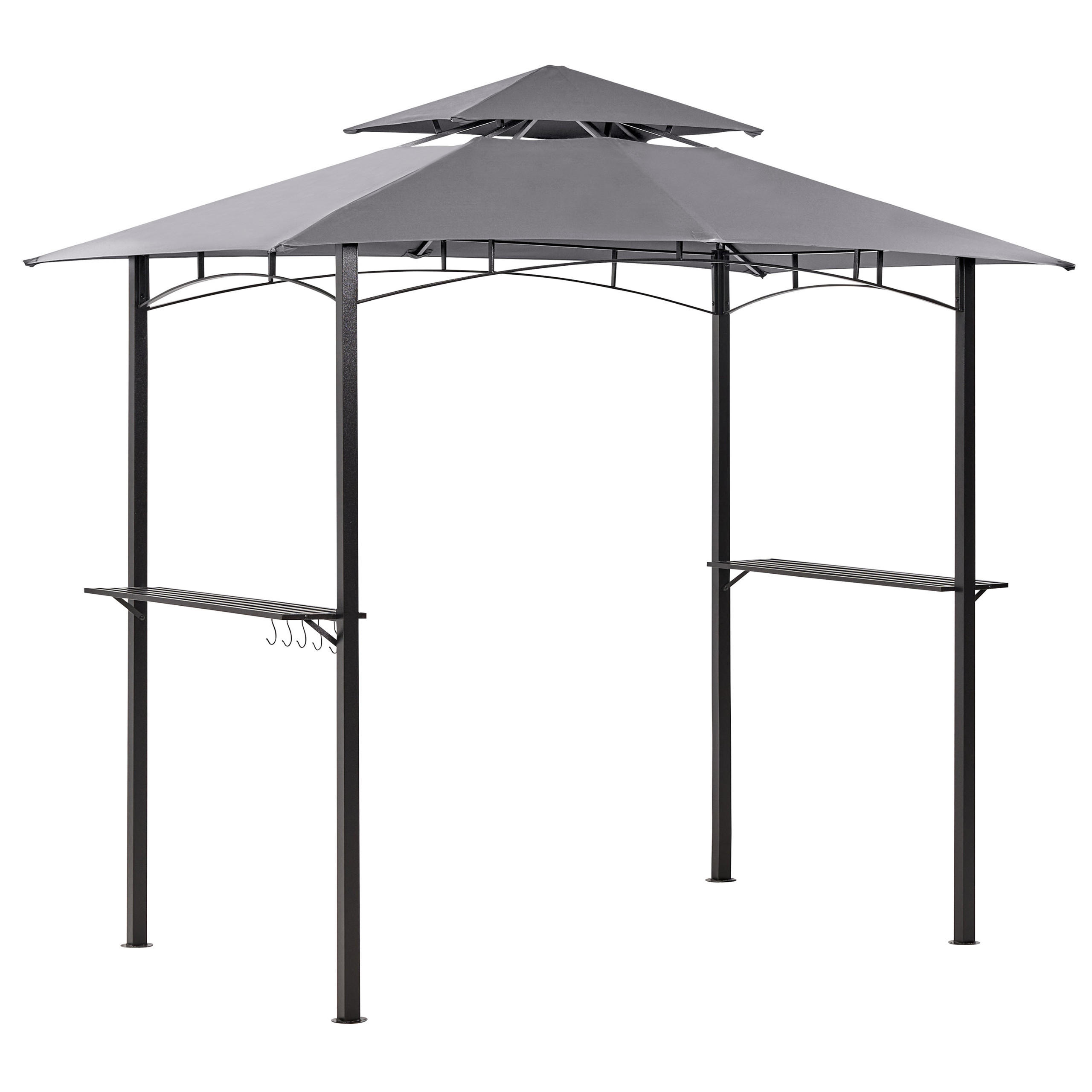 PAVILLON Stahl grau 240/148 cm Naro - Schwarz/Grau, Metall (240/245/148cm) - Beliani