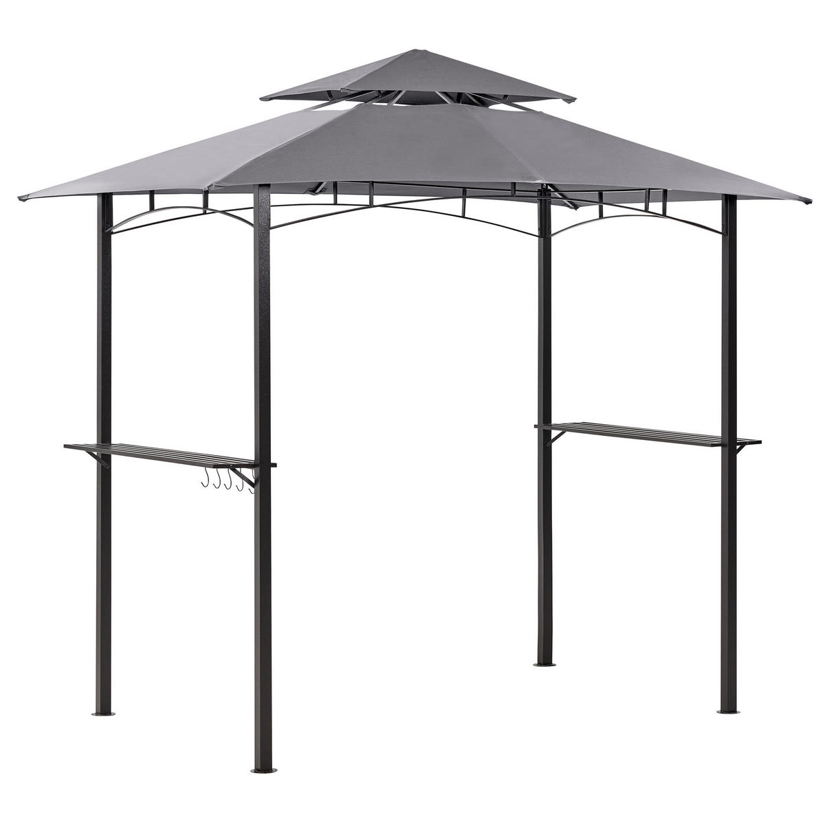 PAVILLON Stahl grau 240/148 cm Naro - Schwarz/Grau, Metall (240/245/148cm) - Beliani