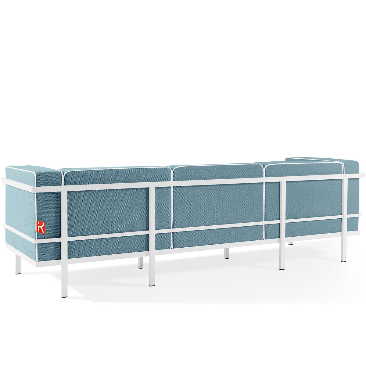 GARTENSOFA TRIGLO 3-Personen, Stahlrahmen, Modern, Weiß - Blau/Weiß, Textil/Metall (229/70/69cm) - KONSIMO®