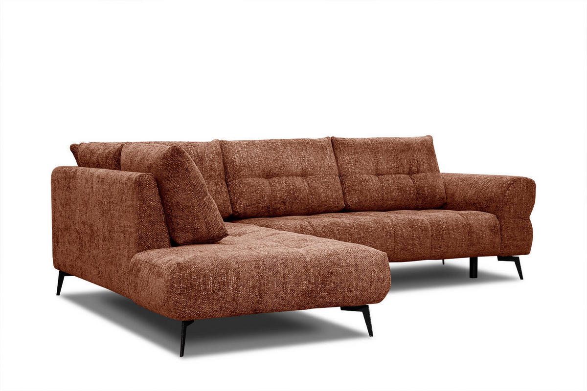 ECKSOFA SALVINI 5-Sitzer, dunkelorange - Dunkelorange/Schwarz, Holzwerkstoff/Textil (158/292cm) - Courtois Laville