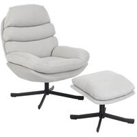 RELAXSESSEL 78/100/93 cm Cremeweiß aus Polyester mit Hocker - Creme, Textil (78/100/93cm) - OKMYHOME