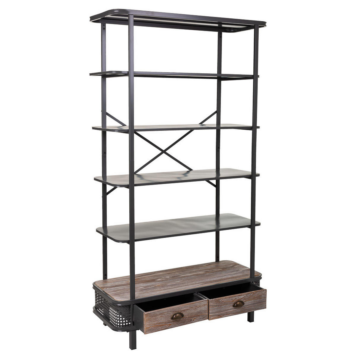 REGAL aus Metall und Holz, Grau, 100x40x181 - Grau, Metall (100/181/40cm) - Wanderlust