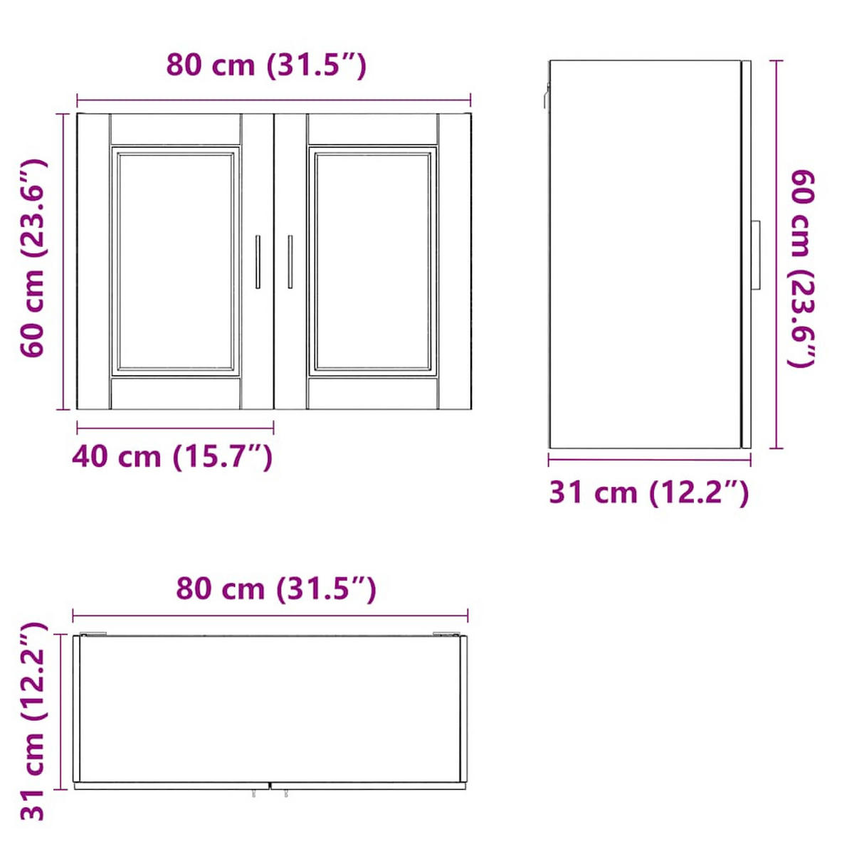 KÜCHEN-HÄNGESCHRANK Betongrau Holzwerkstoff - Grau, Holzwerkstoff (31/60/80cm) - vidaXL