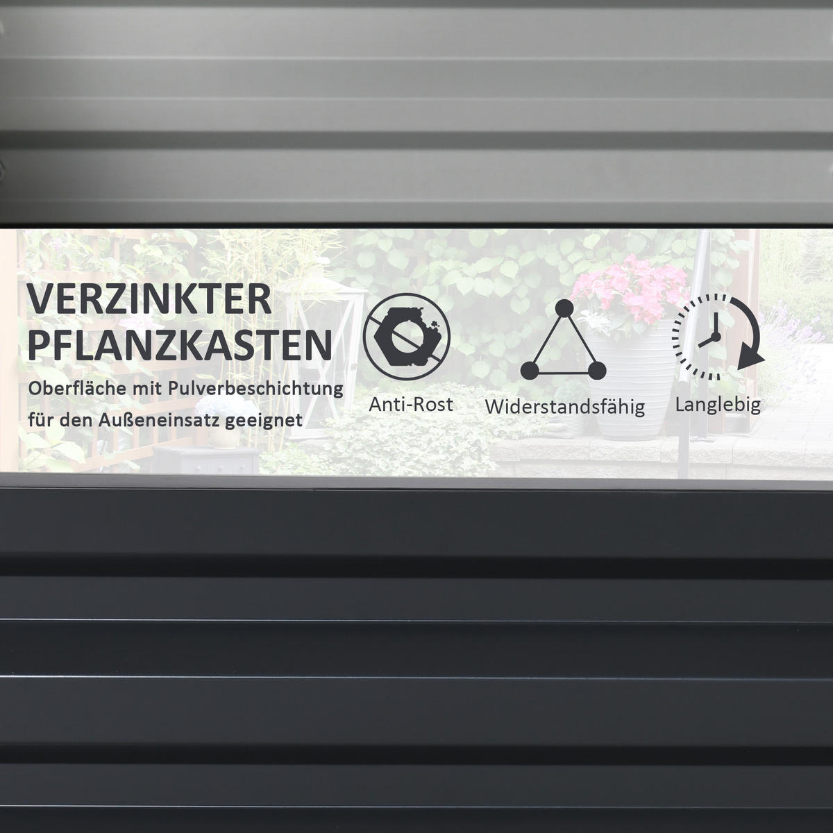 HOCHBEET, Blumenkasten, Gemüsebeet, für Garten, Terrasse, Balkon, Stahl, Grau - Grau, Metall (120/30/120cm) - Outsunny