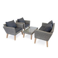 GARTEN-SITZGRUPPE Montecristo Anthrazit Polyrattan für 4 Personen - Grau, Glas - Green Spirit