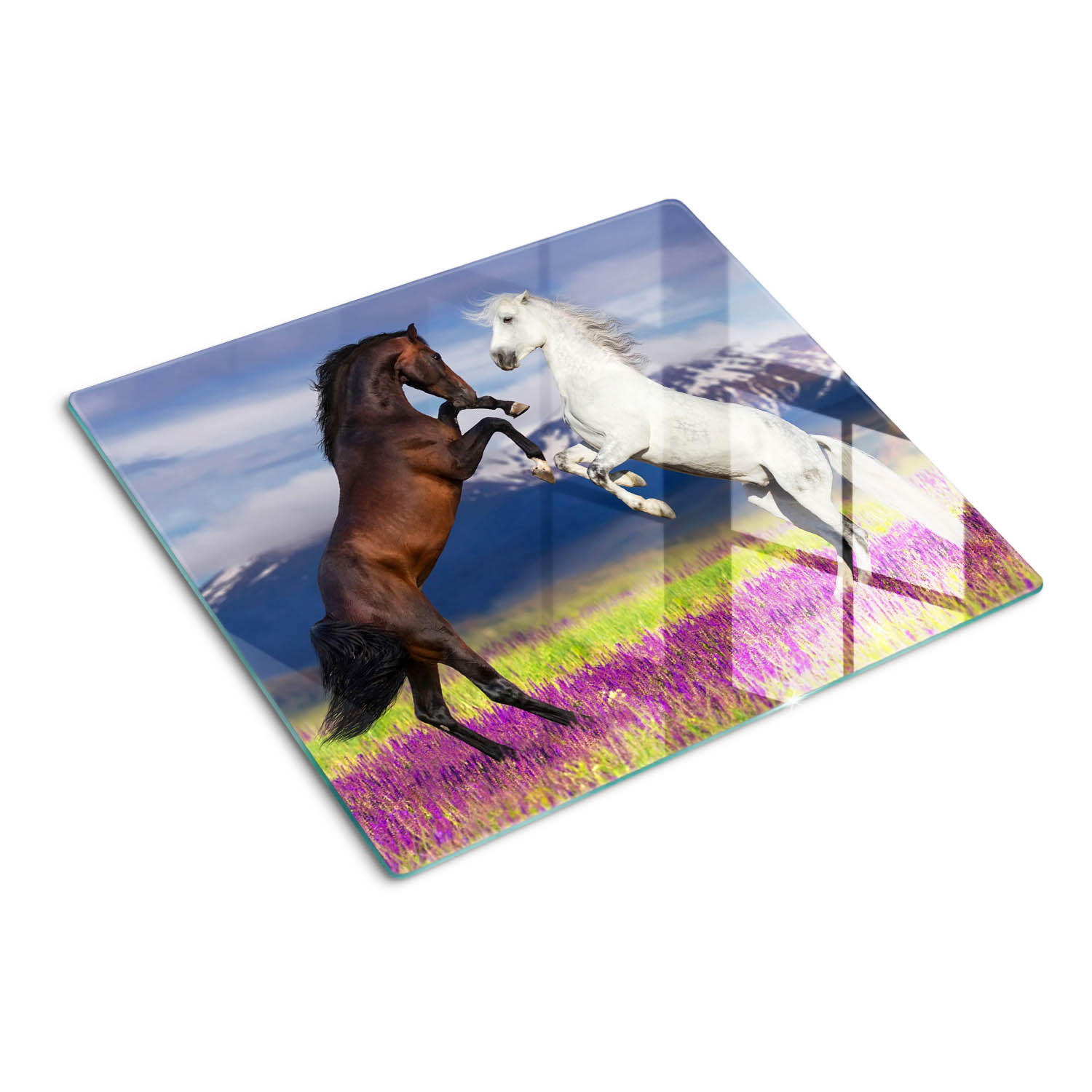 GLASPLATTE 60x52 cm Pferdeberge - Pink, Glas (60/52cm) - TULUP