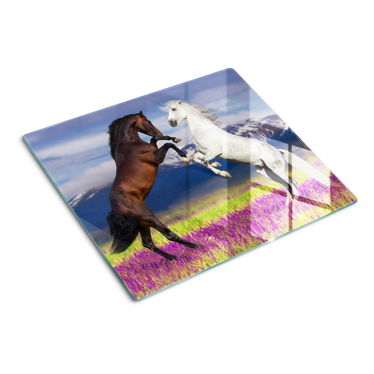 GLASPLATTE 60x52 cm Pferdeberge - Pink, Glas (60/52cm) - TULUP