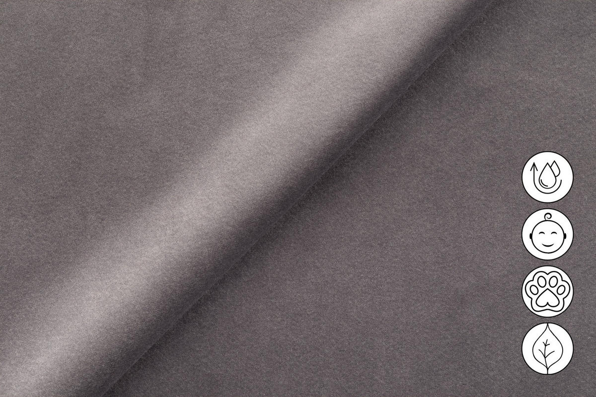 SOFA RELAX FIERO 2-Sitzer, Dunkelgrauer Veloursstoff - Dunkelgrau/Schwarz, Holz/Textil (170/82/103cm) - Courtois Laville