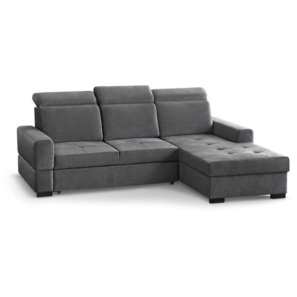 ECKSCHLAFSOFA Alex Mini grau rechts - Schwarz/Grau, Textil (245/185cm) - Beautysofa