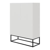 HIGHBOARD Veldio Weiß mit schwarzen Beinen 90 cm - Schwarz/Weiß, Holzwerkstoff/Metall (125/90/38cm) - Selsey