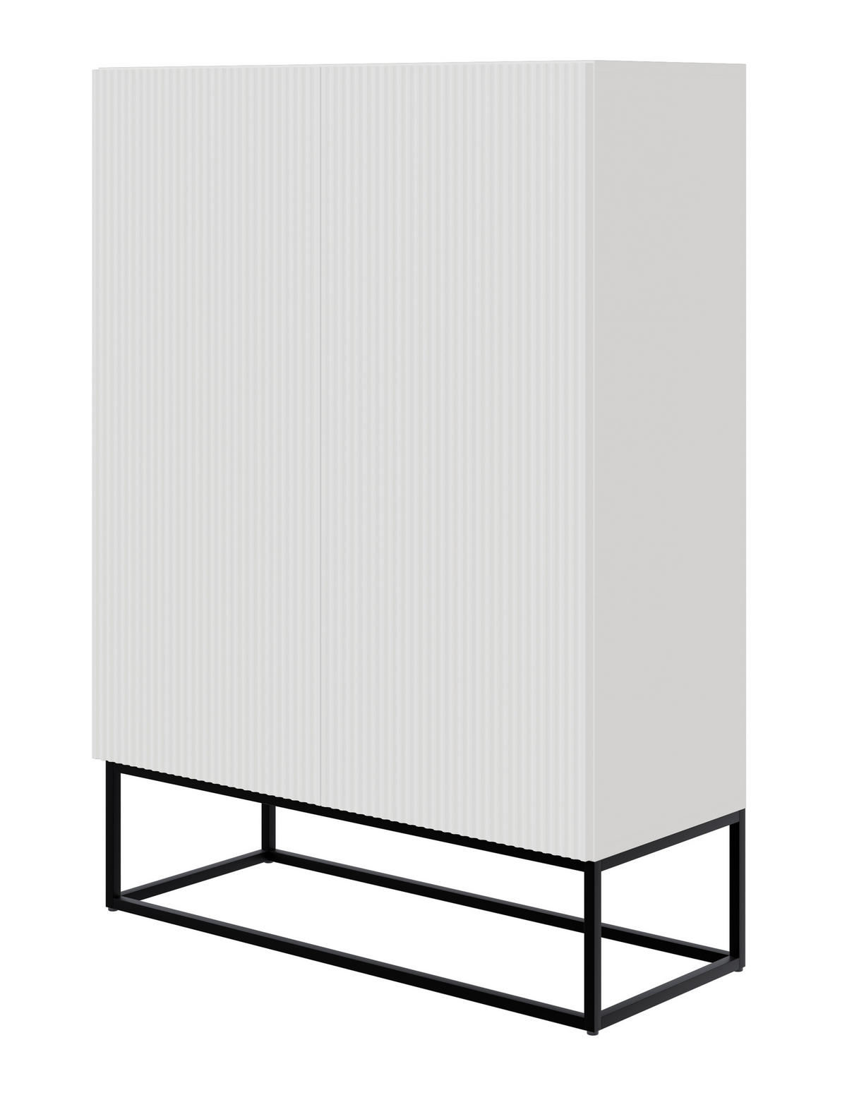 HIGHBOARD Veldio Weiß mit schwarzen Beinen 90 cm - Schwarz/Weiß, Holzwerkstoff/Metall (125/90/38cm) - Selsey