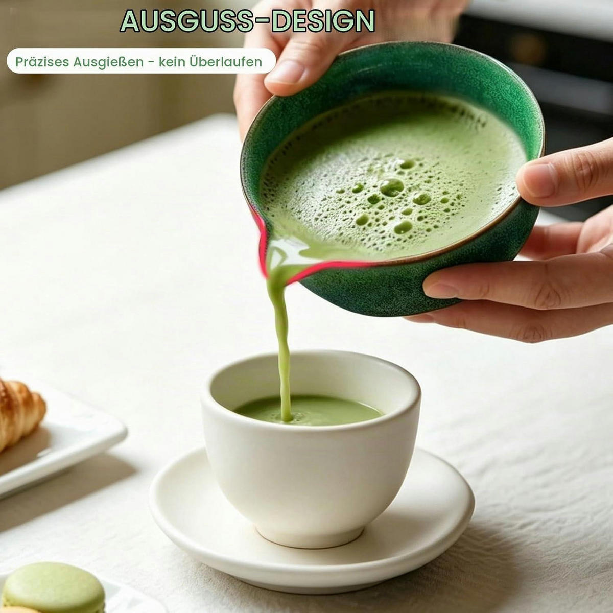 MATCHA Set 8-teiliges Premium Tea Set mit Bambus-Chasen Grün - Grün, Keramik (13/10.5/13cm)
