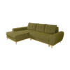 ECKSOFA im Scandi-Stil, Schlaffunktion, Bettkasten B268/T175/H86 cm, Ottomane links, Liegefl. 128x209 cm, Bouclé Chenille Stoff in Grün / 21016 - Eichefarben/Grün, Holz/Textil (268/175cm) - luma-home