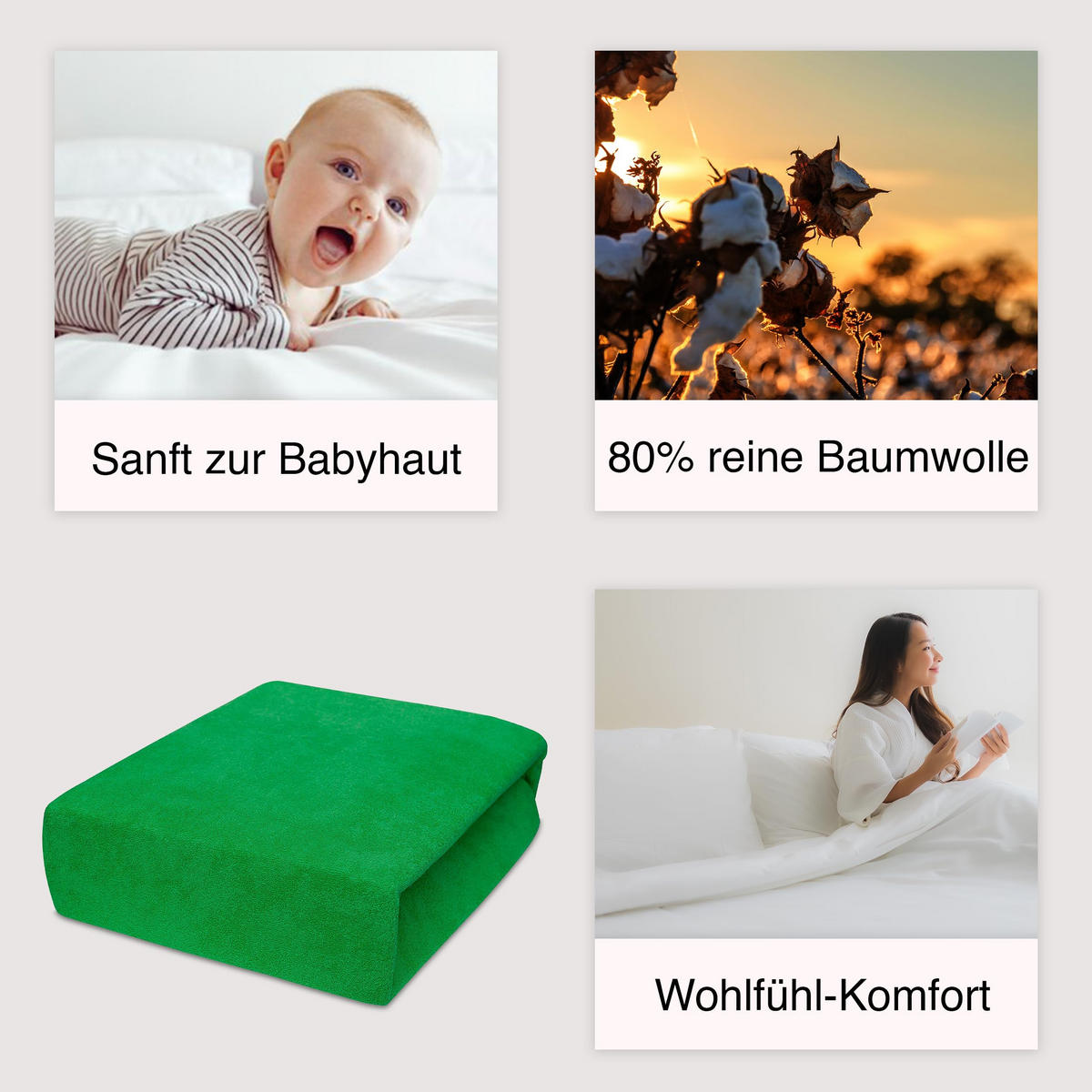 SPANNBETTLAKEN 80/200 cm, Jersey Elastisch 100 % Baumwolle Grasgrün - Waldgrün, Textil (80/200cm) - Best For Home