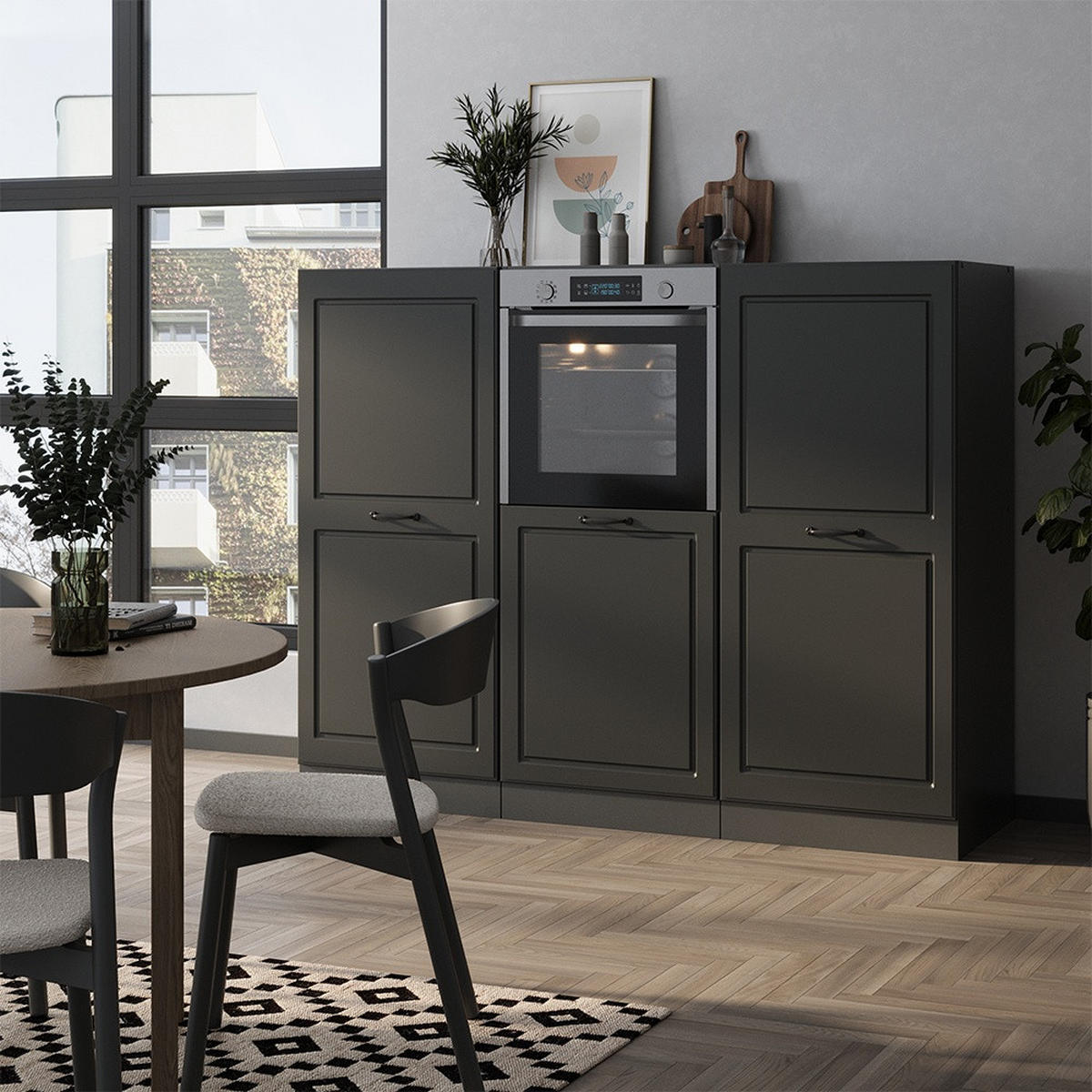 KUHINJSKI BLOK R-Line Antracitna podeželska hiša/antracitna 180 cm brez delovne plošče - antracit, leseni material (180/143/46cm) - Vicco