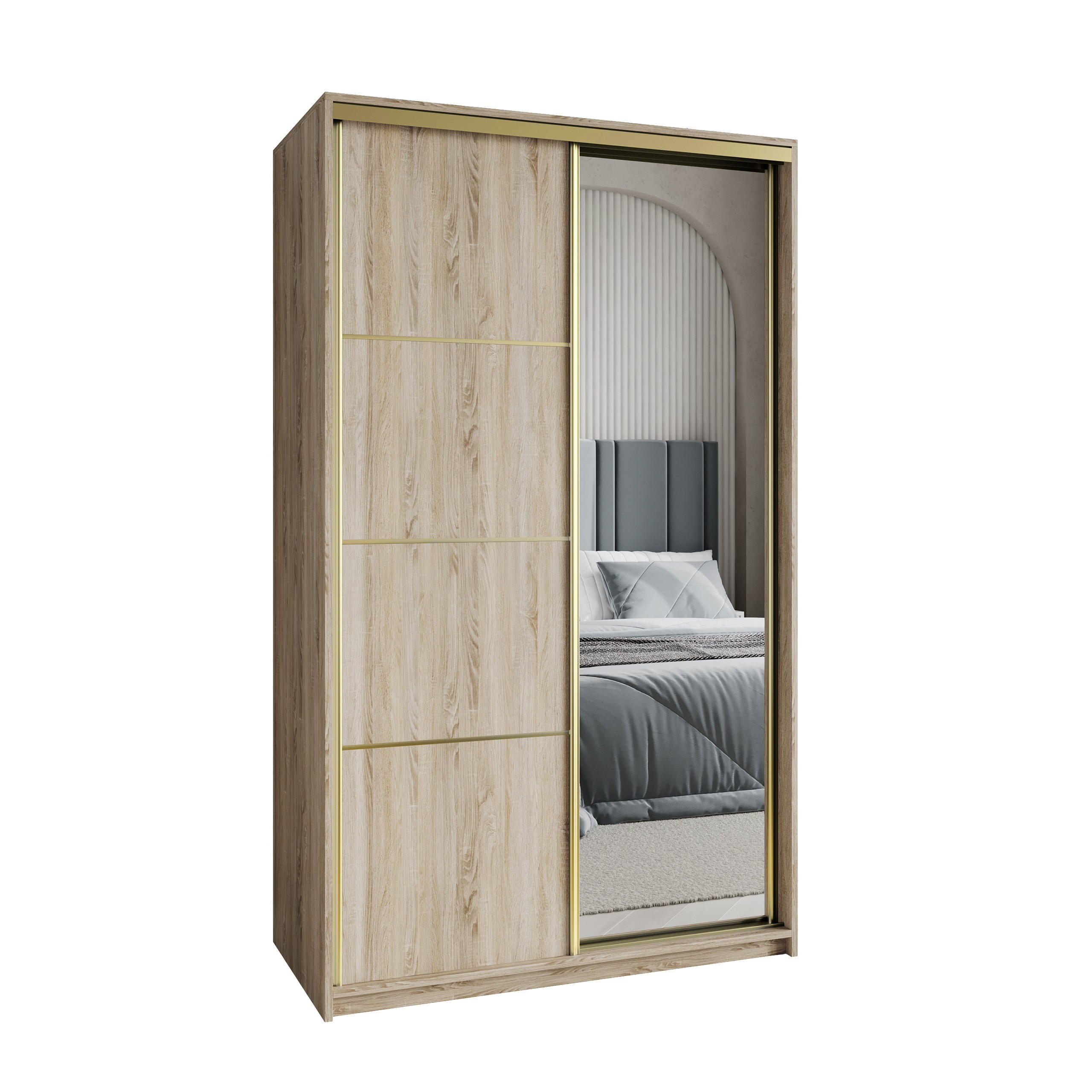 Masseno Schwebetürenschrank Sonoma Eiche 120x205x60 cm