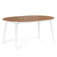 ESSTISCH Belluno Elegante Kiefer weiß (RAL9010) lackiert / Kiefer gebeizt, Eichefarben 110-160 / 110 / 74,5cm - Eichefarben/Weiß, Holz (110/160/75cm) - Feldmann-Wohnen