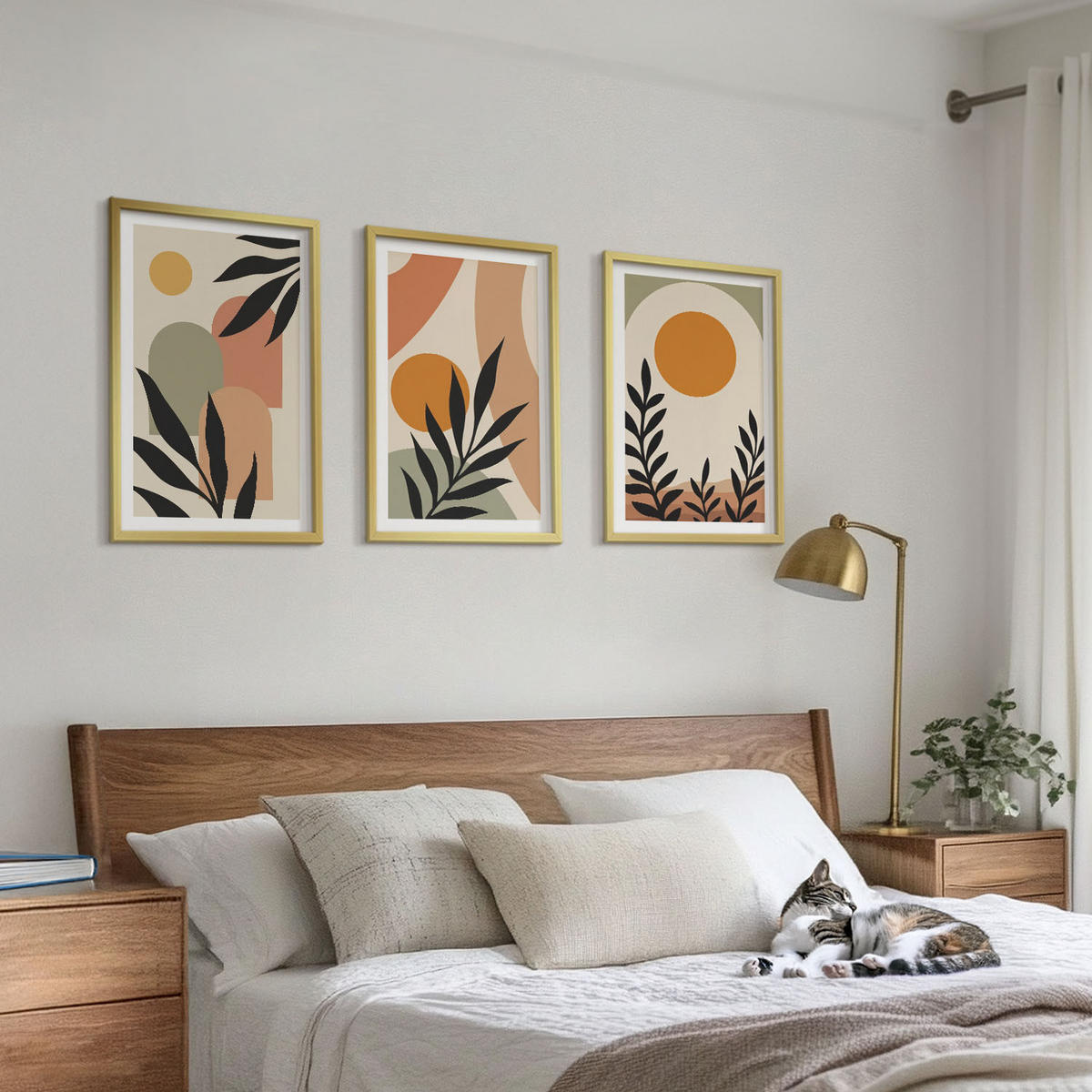 BILDER SET 3er Set - 40x60 cm Goldrahmen - Abstrakte Pflanzenformen - Goldfarben, Kunststoff (40/60cm) - TULUP