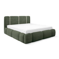 DOPPELBETT 160x200 Avelin mit Bettkasten, LED, Bouclé, Grün - Grün, Holz/Metall (160/200cm) - Emporius
