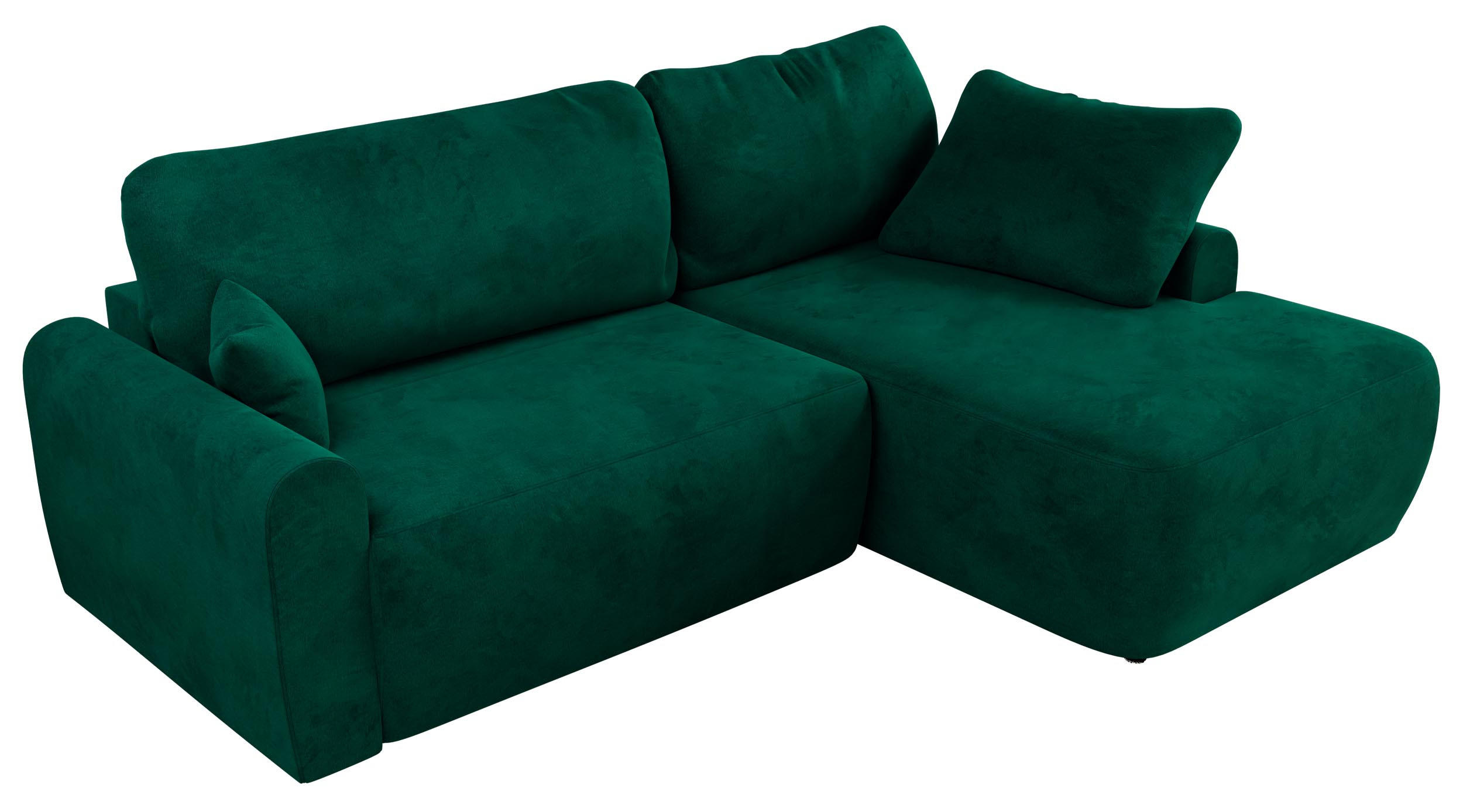 ECKSCHLAFSOFA CUBO L Dunkelgrün Velvet - rechts - Dunkelgrün/Schwarz, Kunststoff/Textil (187/273cm) - MKS