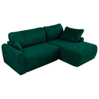 ECKSCHLAFSOFA CUBO L Dunkelgrün Velvet - rechts - Dunkelgrün/Schwarz, Kunststoff/Textil (187/273cm) - MKS