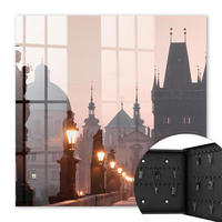 SCHLÜSSELBOX Schwarz 30x30 cm- Türöffnung nach rechts - Historische Brücke - Pink, Metall (30/30/5cm) - TULUP