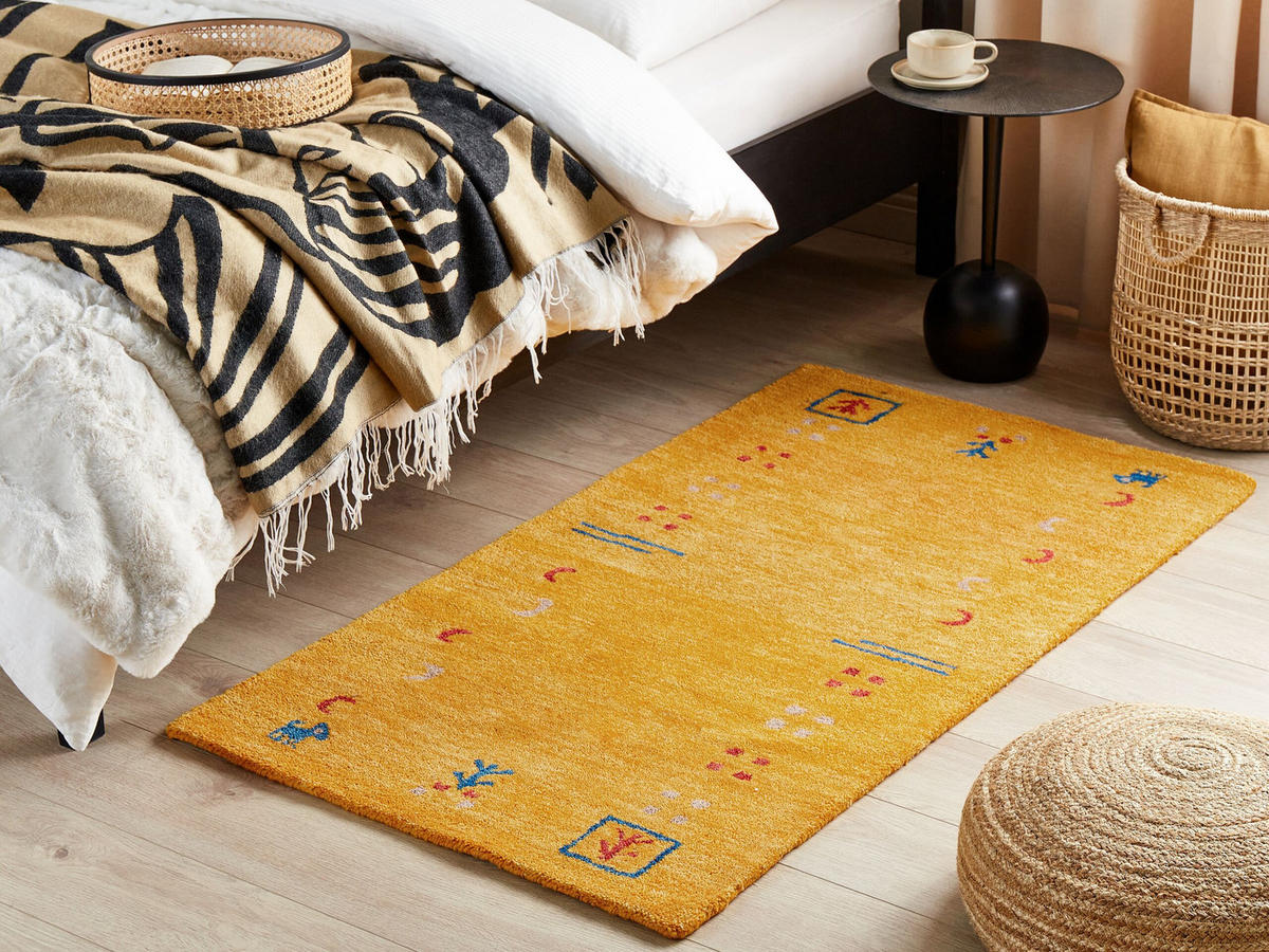 KURZFLOR-GABBEH Akalan 150/80 cm - Gelb, Textil (80/150cm) - Beliani