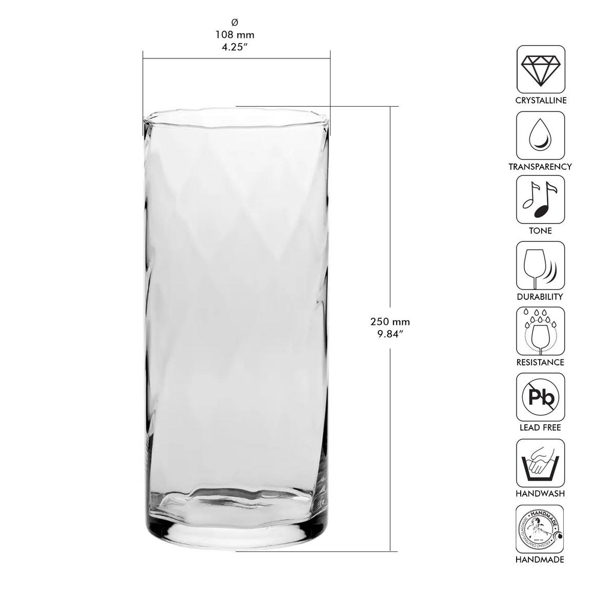 BLUMENVASE, 1 Stk., 25 cm, Handgemacht - Transparent, Glas (10.8/25cm) - Krosno Glass