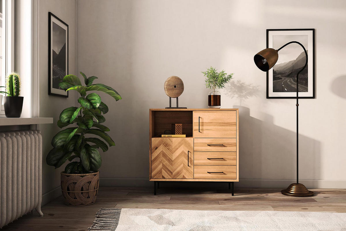 KOMMODE HOCH LEON Wildeiche - Wildeiche, Holz (97/95/45cm) - byoak