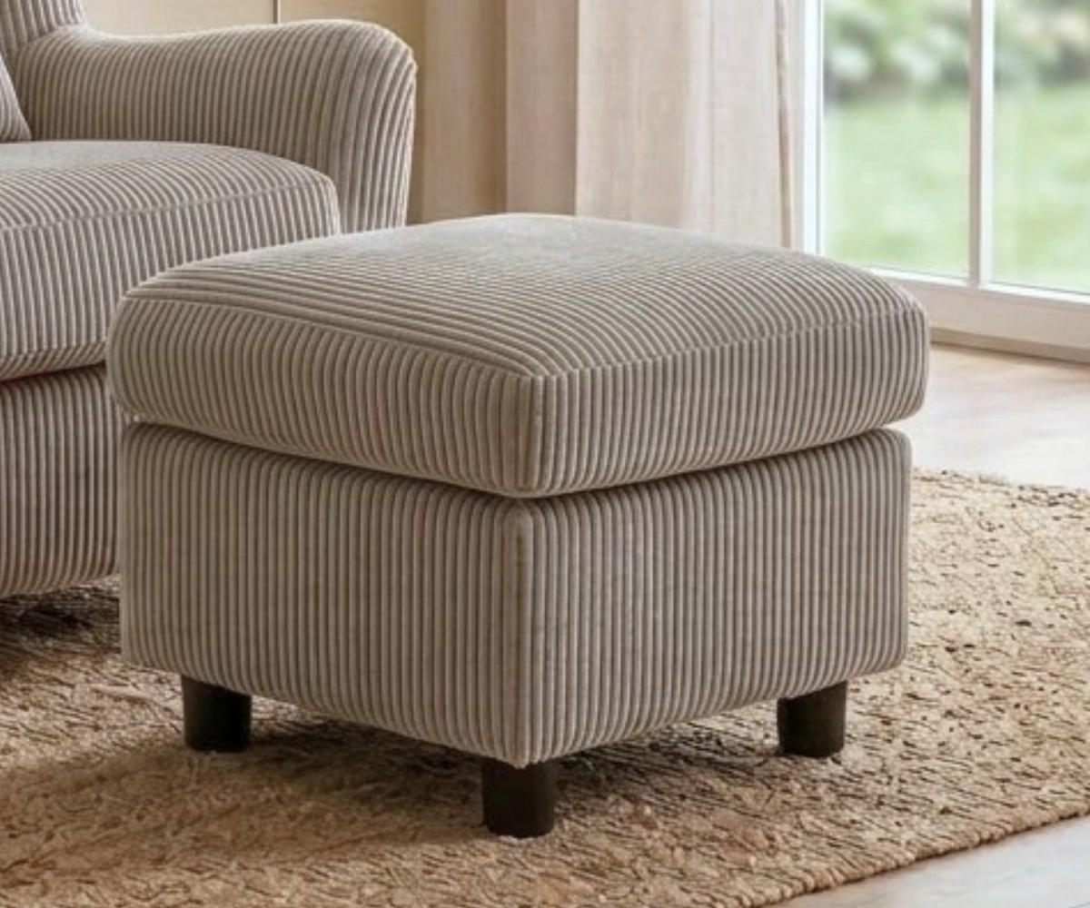 OHRENSESSEL mit HOCKER, hoher Sitzkomfort durch Taschenfederkern, Cord Taupe / 16144 - Taupe/Schwarz, Holz/Textil (89/95/79cm) - luma-home