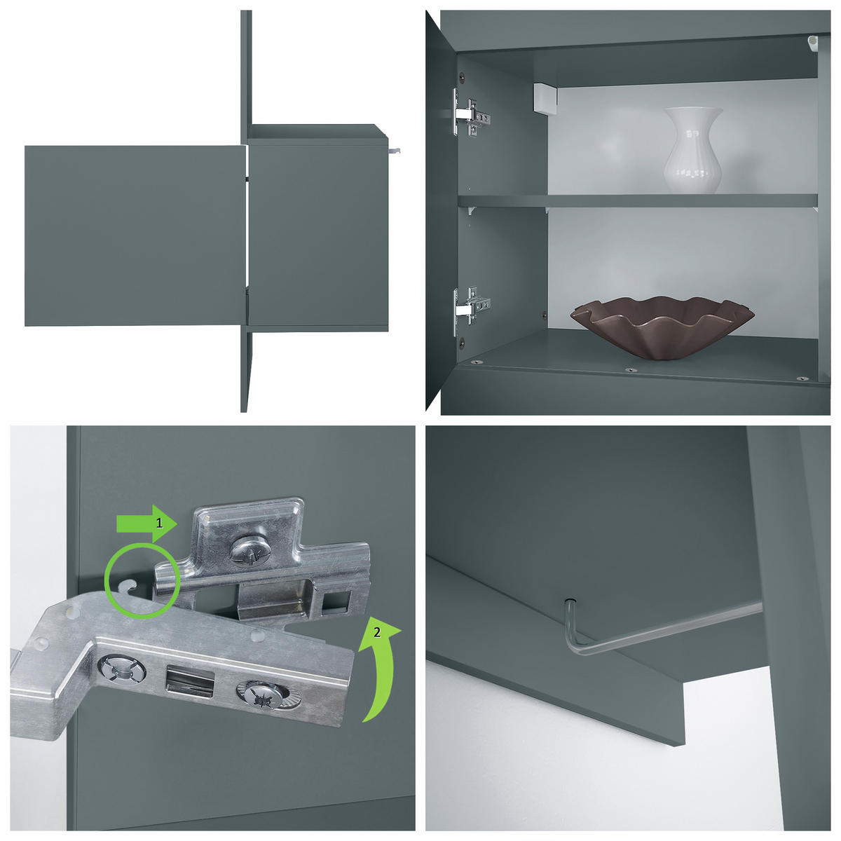GARDEROBE Carlton Fjord - Dunkelgrün, Holzwerkstoff (52/193/35cm) - Vladon